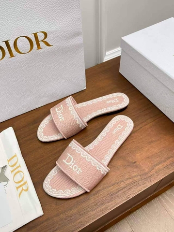 Dior шлепанцы женские текстиль летние розовые премиум 894953PV