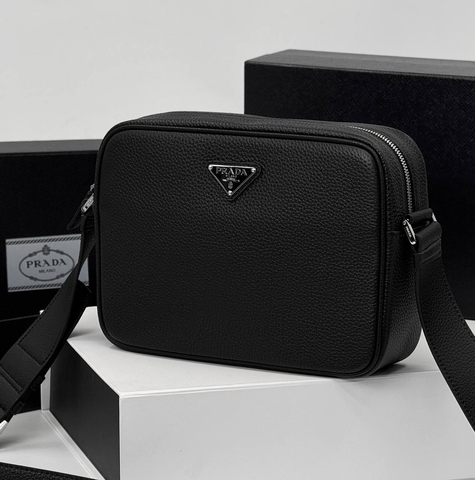 Prada сумка мужские натуральная кожа черные премиум 275134RI