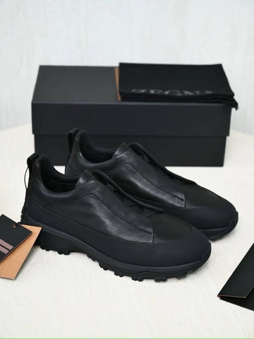 Ermenegildo Zegna Triple Stitch™ Monte кроссовки мужские натуральная кожа зимние черные премиум 446445AQ