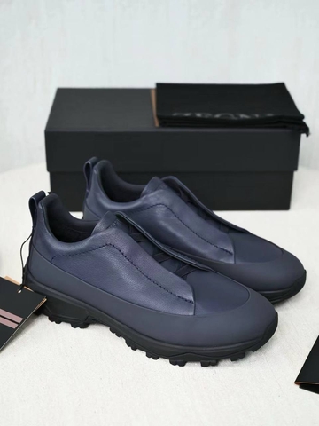 Ermenegildo Zegna Triple Stitch™ Monte кроссовки мужские натуральная кожа зимние синие премиум 164365KC