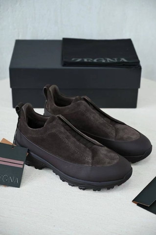 Ermenegildo Zegna Triple Stitch™ Monte кроссовки мужские натуральная кожа натуральная замша зимние коричневые премиум 707899SC