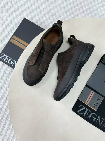 Ermenegildo Zegna Triple Stitch™ Monte кроссовки мужские натуральная кожа натуральная замша весенние / осенние коричневые премиум 647585CL