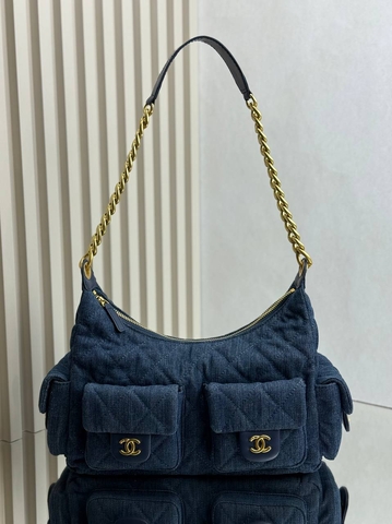 Chanel сумка женские текстиль синие люкс 198160UO