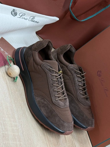 Loro Piana кроссовки мужские текстиль натуральная замша весенние / осенние коричневые премиум 176499LA