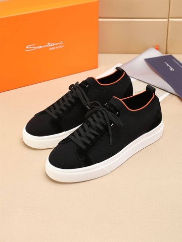 Santoni кроссовки мужские текстиль натуральная замша летние весенние / осенние черные люкс 917656VA