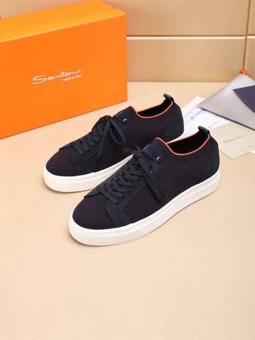 Santoni кроссовки мужские текстиль натуральная замша летние весенние / осенние синие люкс 136205SX
