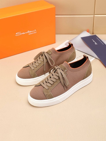 Santoni кроссовки мужские текстиль натуральная замша летние весенние / осенние бежевые коричневые люкс 262800KT