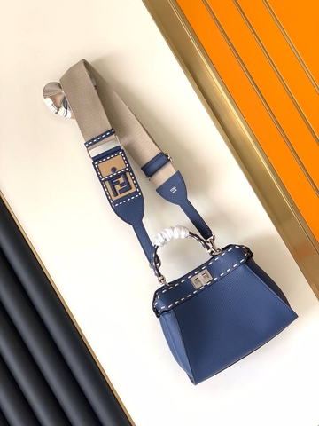 Fendi Peekaboo сумка женские натуральная кожа синие премиум 556829QV