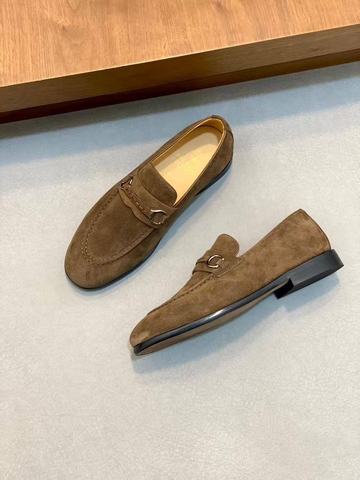Brunello Cucinelli HORSEBIT лоферы мужские натуральная замша летние весенние / осенние коричневые оранжевые премиум 810342RY