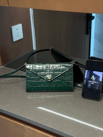 Chanel сумка женские натуральная кожа зеленые премиум 470140YH