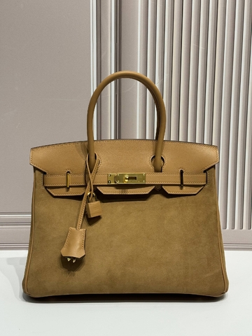 Hermes Birkin сумка женские натуральная кожа натуральная замша бежевые премиум 162679RV