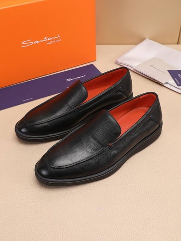 Santoni лоферы мужские натуральная кожа летние весенние / осенние черные люкс 197921ZO