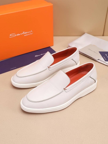 Santoni лоферы мужские натуральная кожа летние весенние / осенние белые люкс 575997UW