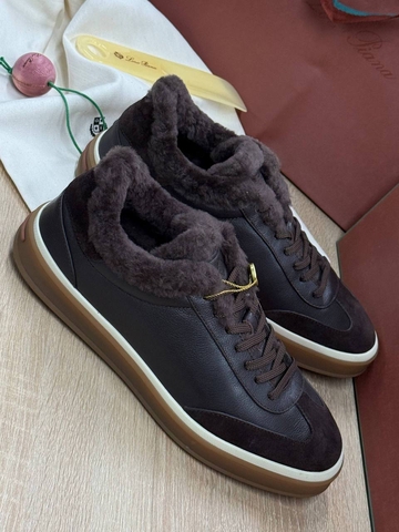 Loro Piana кроссовки мужские натуральная кожа натуральная замша зимние коричневые премиум 456687HF