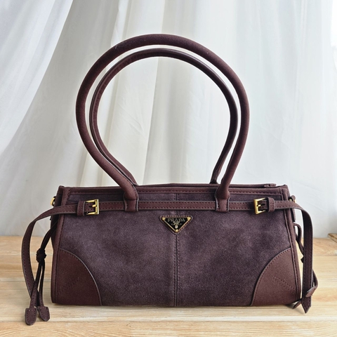 Prada сумка женские натуральная замша бордовые люкс 917934HV