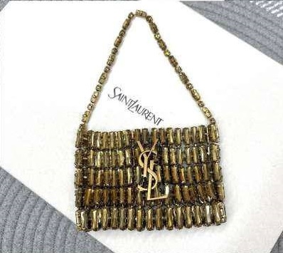 Yves Saint Laurent minaudière сумка женские кристаллы золотистые премиум 706330WU