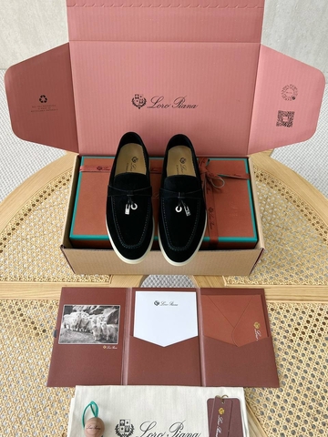 Loro Piana Summer Charms Walk лоферы женские натуральная замша летние весенние / осенние черные премиум 927975HT