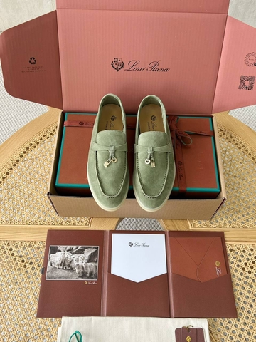 Loro Piana лоферы женские натуральная замша летние зеленые премиум 287539ZE