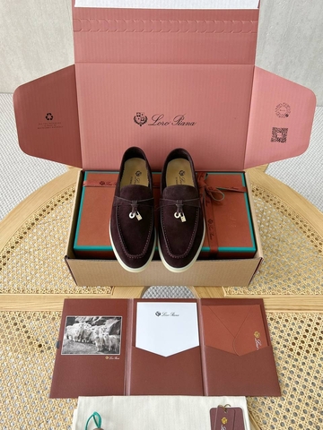 Loro Piana Charms Walk лоферы женские натуральная замша летние весенние / осенние коричневые премиум 544499FE