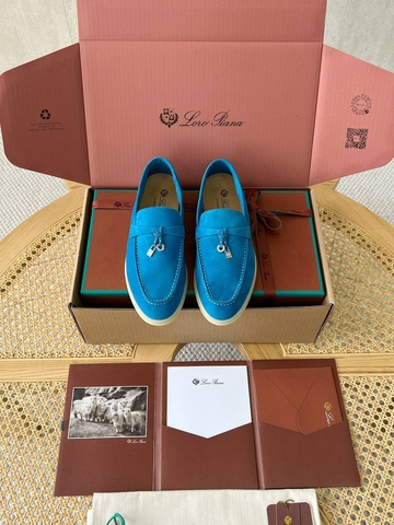 Loro Piana Summer Charms Walk лоферы женские натуральная замша летние голубые премиум 748110VP