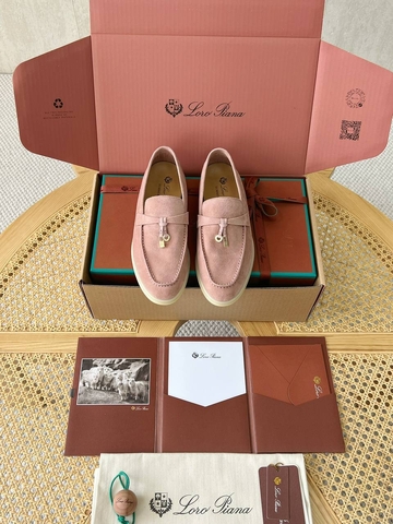 Loro Piana Summer Charms Walk лоферы женские натуральная замша летние розовые премиум 454533GZ