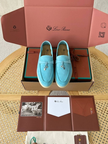 Loro Piana Summer Charms Walk лоферы женские натуральная замша летние голубые премиум 115908HW