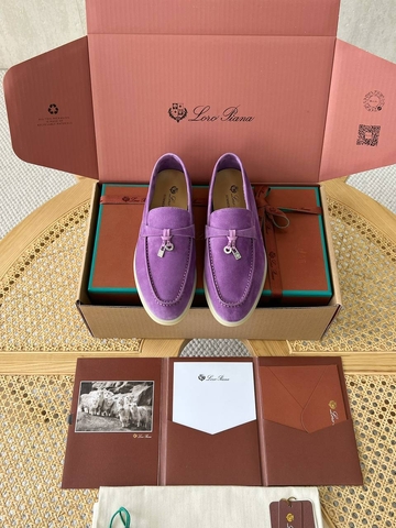 Loro Piana Summer Charms Walk лоферы женские натуральная замша весенние / осенние фиолетовые премиум 613778PW