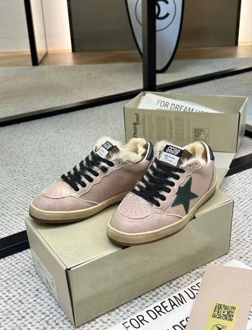 Golden Goose кроссовки женские натуральная замша зимние бежевые розовые премиум 772737YA