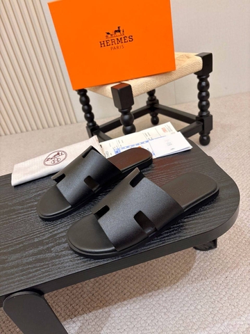 Hermes шлепанцы мужские натуральная кожа летние черные люкс 286944LV