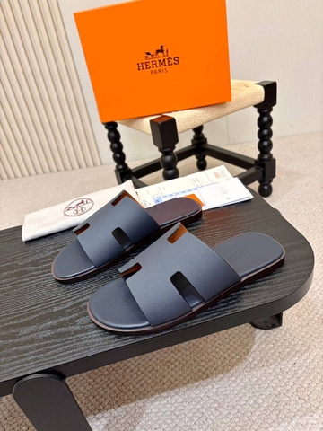 Hermes шлепанцы мужские натуральная кожа летние синие люкс 106790SL