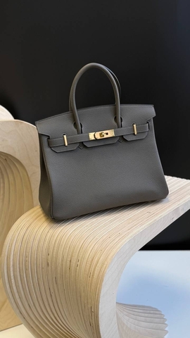 Hermes Birkin сумка женские натуральная кожа серые премиум 173675LX