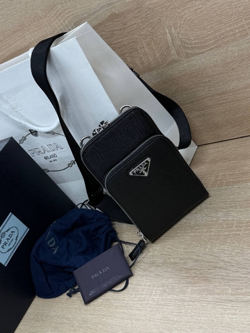 Prada сумка мужские натуральная кожа черные премиум 198595UH