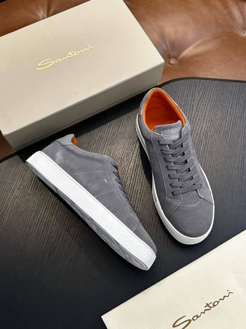 Santoni кроссовки мужские натуральная замша летние весенние / осенние серые премиум 481211XM