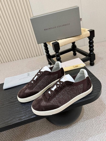 Brunello Cucinelli кроссовки мужские текстиль натуральная замша весенние / осенние коричневые премиум 339602FC