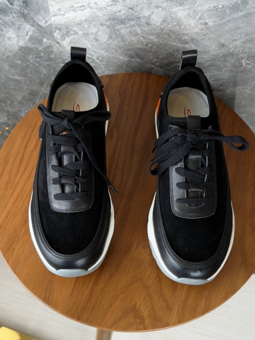 Santoni кроссовки мужские натуральная кожа натуральная замша летние весенние / осенние черные премиум 761328JG