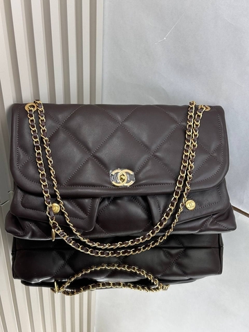 Chanel сумка женские натуральная кожа коричневые люкс 710131SV