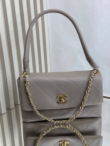 Chanel сумка женские натуральная кожа серые люкс 160206AD