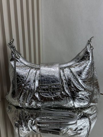 Balenciaga сумка женские натуральная кожа серебристые люкс 945345EM