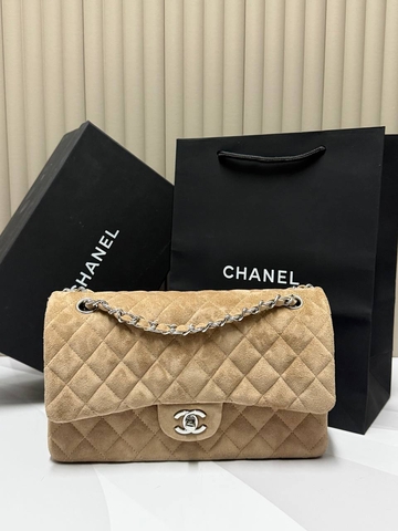 Chanel сумка женские натуральная замша желтые бежевые люкс 760716JJ