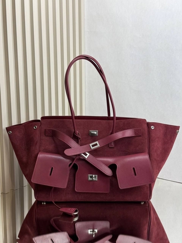 Balenciaga сумка женские натуральная кожа натуральная замша бордовые люкс 440293HE