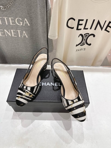 Chanel туфли женские шерсть летние белые черные микс премиум 508013VA