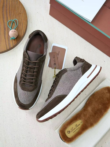 Loro Piana кроссовки мужские натуральная кожа текстиль шерсть зимние весенние / осенние коричневые премиум 269822IV