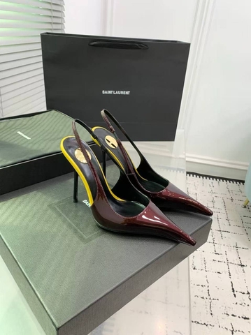Yves Saint Laurent туфли женские натуральная кожа летние весенние / осенние бордовые премиум 589135ZQ