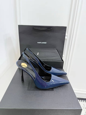 Yves Saint Laurent туфли женские натуральная кожа летние весенние / осенние синие премиум 477795BY