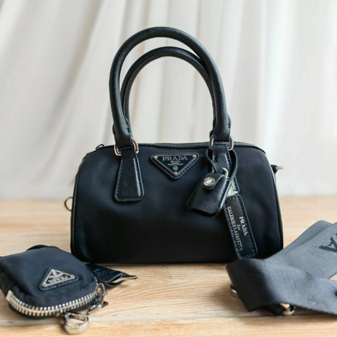 Prada сумка женские натуральная кожа нейлон черные люкс 151155YP