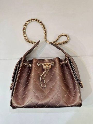 Chanel сумка женские натуральная кожа коричневые премиум 758725EZ