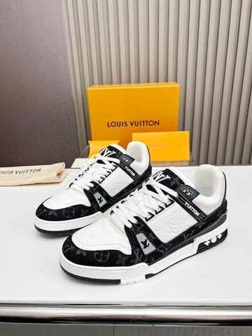 Louis Vuitton кроссовки мужские натуральная кожа летние весенние / осенние белые черные премиум 930300UO