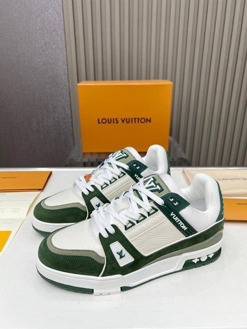 Louis Vuitton кроссовки мужские натуральная кожа весенние / осенние зеленые белые премиум 811631VZ