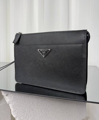 Prada клатч мужские натуральная кожа черные премиум 518723SL