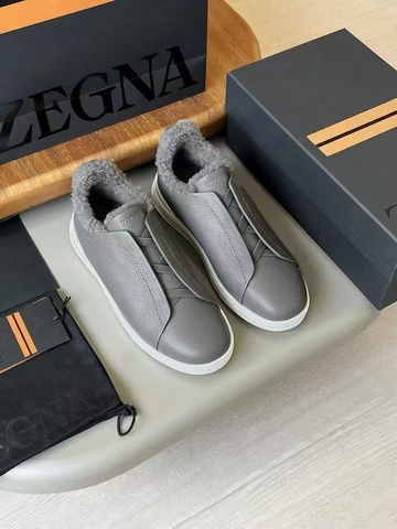 Ermenegildo Zegna кроссовки мужские натуральная кожа зимние серые премиум 272145JG